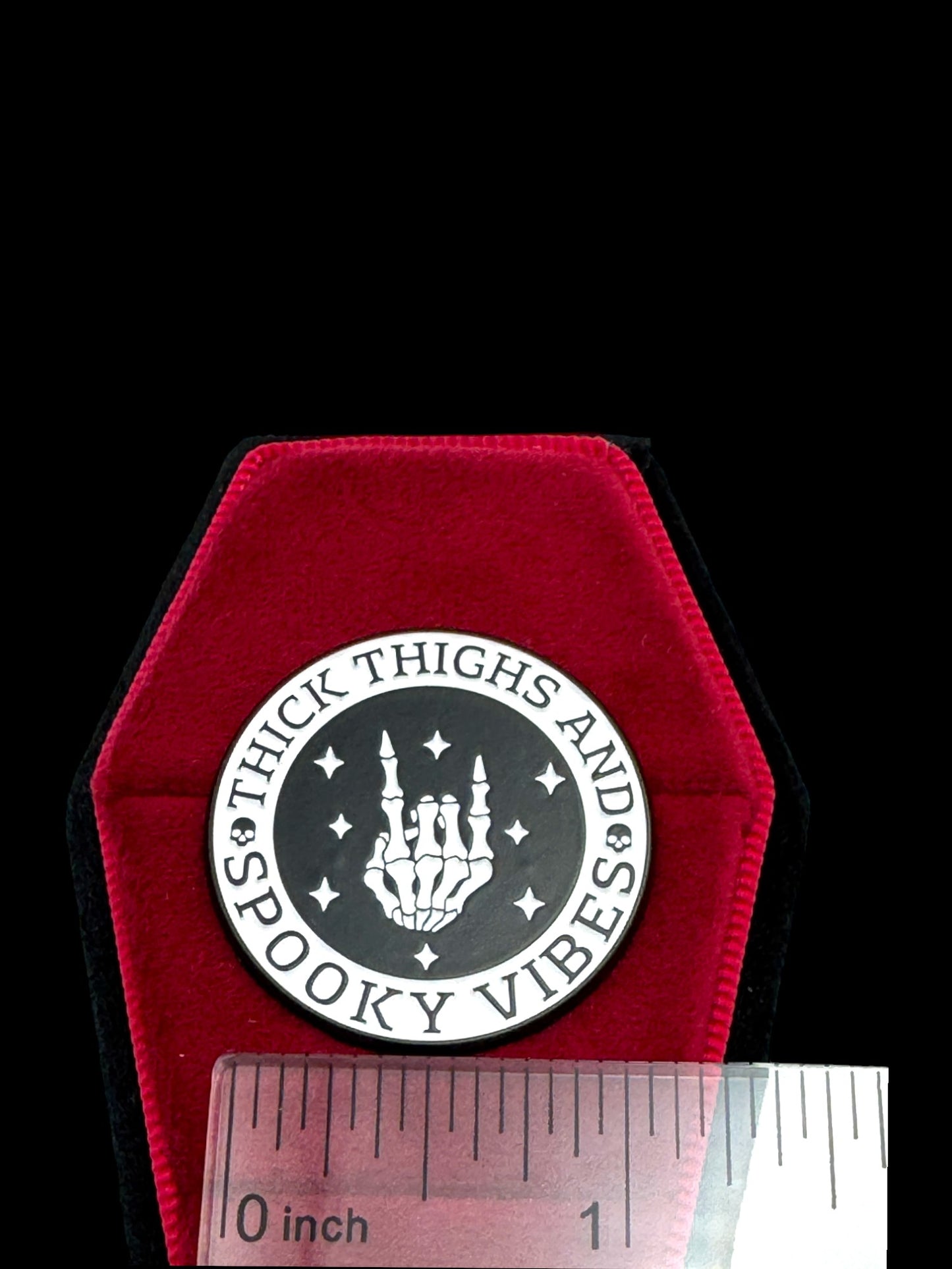 Thick Thighs and Spooky Vibes Enamel Pin (Limited Stock)