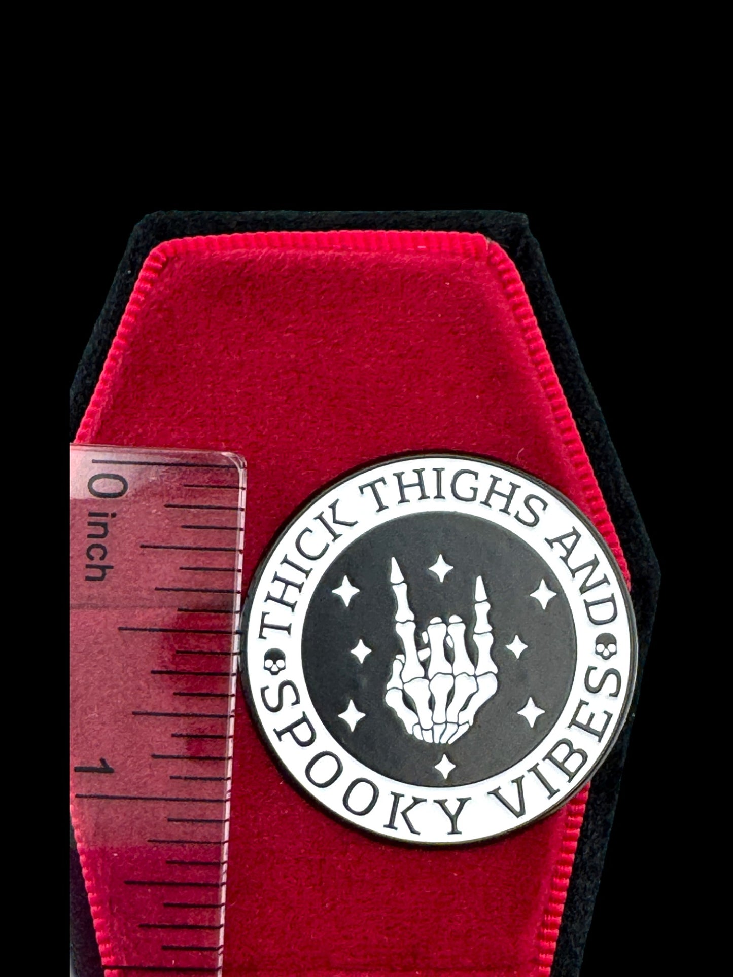 Thick Thighs and Spooky Vibes Enamel Pin (Limited Stock)