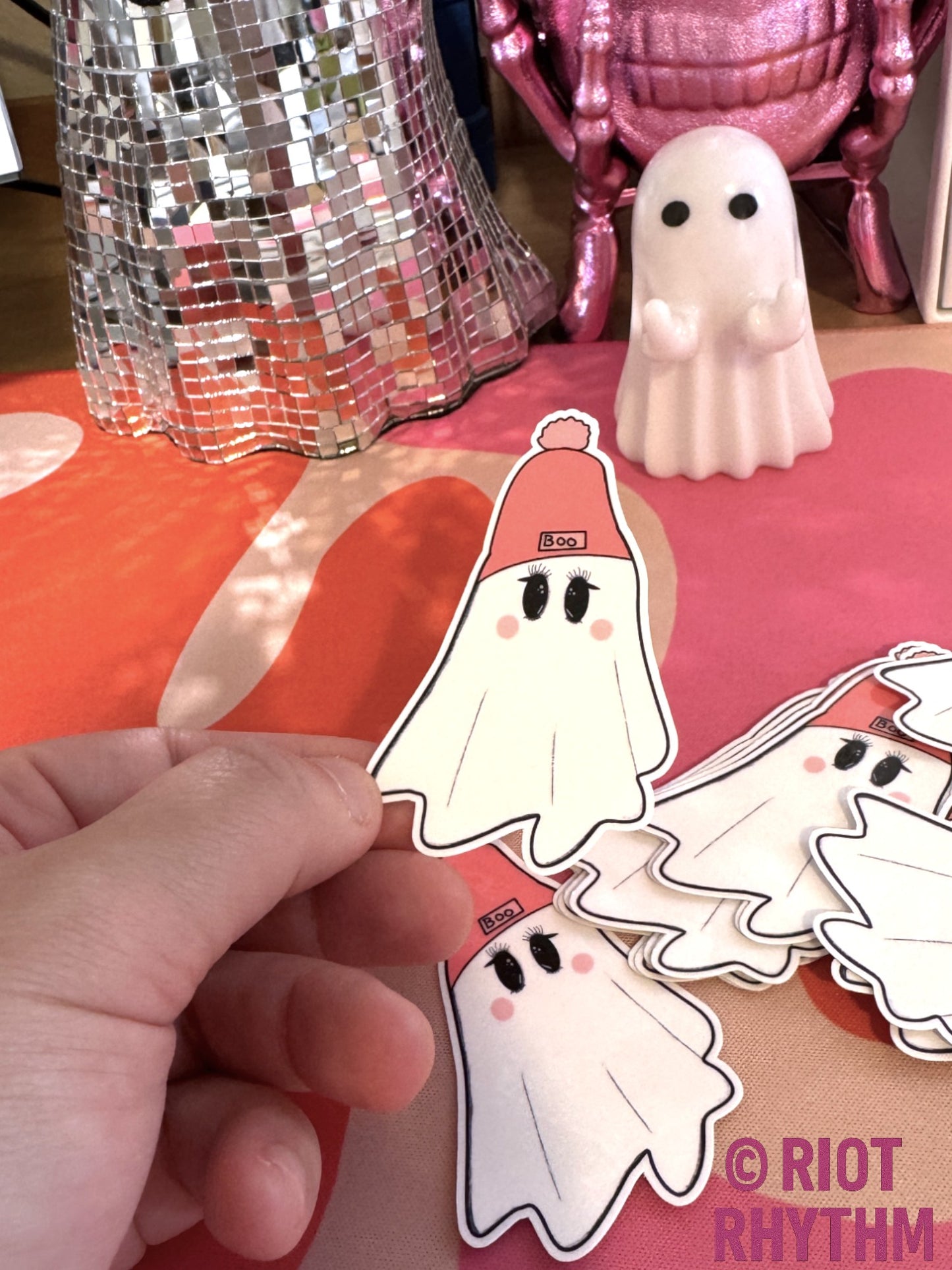“BOO” Beanie Ghost Girl Sticker