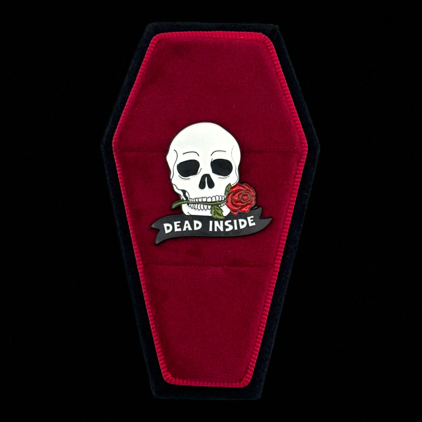Dead Inside Skull Rose Enamel Pin
