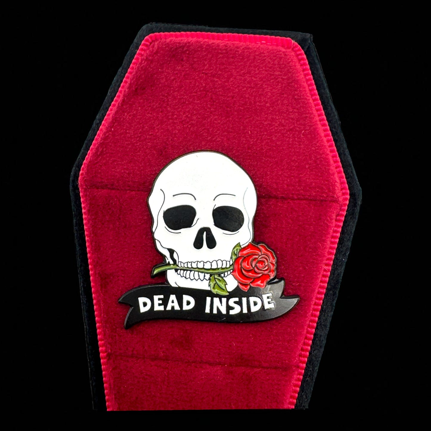 Dead Inside Skull Rose Enamel Pin