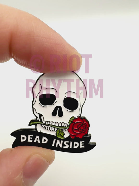 Dead Inside Skull Rose Enamel Pin